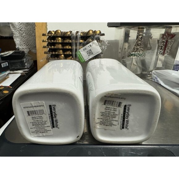 Everyday White Porcelain Bottles With Cork Stoppers By Fitz & Floyd - Picture 6 of 7